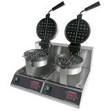 MoTak WMR7D Double Classic Belgian Commercial Waffle Maker w/ Cast Aluminum Grids, 2000W, Stainless Steel, 120 V