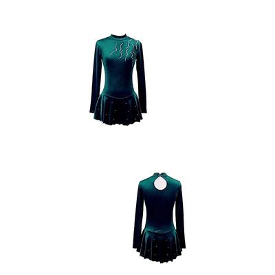 Figure Skating Dress Women's Girls' Ice Skating Dress Black Burgundy Royal Blue Patchwork Mesh Spandex Stretchy Training Practice Professional Skating Wear Thermal Warm Classic Crystal / Rhinestone