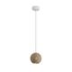 Lampe à suspension boule en plâtre avec finition en bois