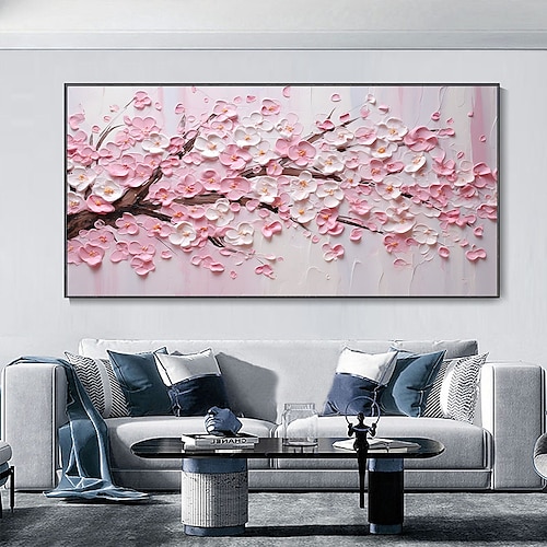 Hang-Ölgemälde Handgemalte Horizontal Landschaft Blumenmuster / Botanisch Moderne Modern Ohne Innenrahmen (ohne Rahmen) Image