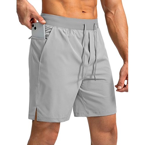 Herren Shorts Kurze Hosen Sommer-Shorts Trainingsshorts Lässige Shorts Kordelzug Elastische Taille Tasche mit Reißverschluss Glatt Schnelltrocknend Leichtgewichtig Knielänge Outdoor Yoga Fitnessstudio Image