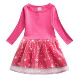 KYAIGUO Spring Kids Toddler Girls Long Sleeve Dress Splicing Dress Mesh Skirt for Girl Party Birthday Princess Dresses Sized 1-9T
