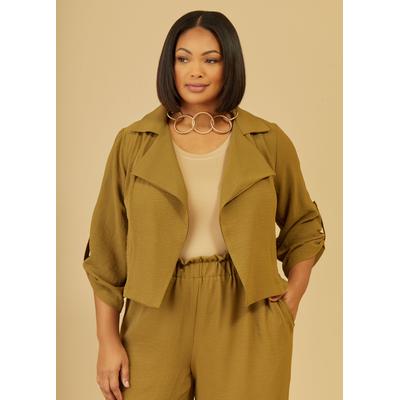 Plus Size Cropped Open Front Jacket