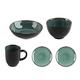 5 Piece Simple Ceramic Dinne Sets,Creative Green Peacock Pattern Dining Plate Set,Home Kitchen Tableware Set Service for 1 People