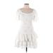 o.p.t Casual Dress Square Short Sleeve: White Dresses - Women's Size Large