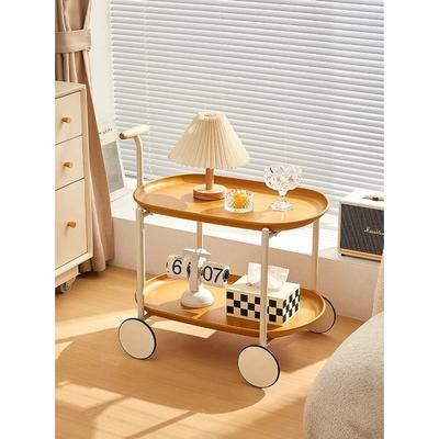 JYCC-YEL Movable Small Pushcart Small Cart Double Layered Coffee Table Leisure Modern Living Room