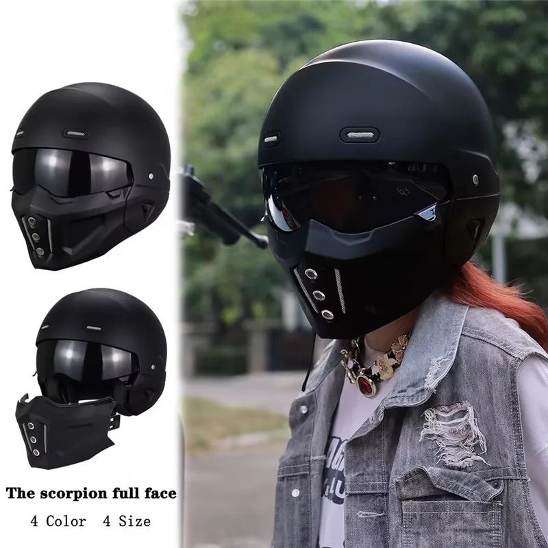 Kommen Sie mit 2-Linsen-Motorrad-Scorpion-Helm, Moto, modular, männlich, Retro, Capacete Casco Cruiser, halbe taktische Kappe, DOT-zugelassen, CE Image