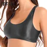 Women's Sports Crop Tops Glossy U Neck Tank Tops Solid Color Camis Vest Tops for Sportswear Gym