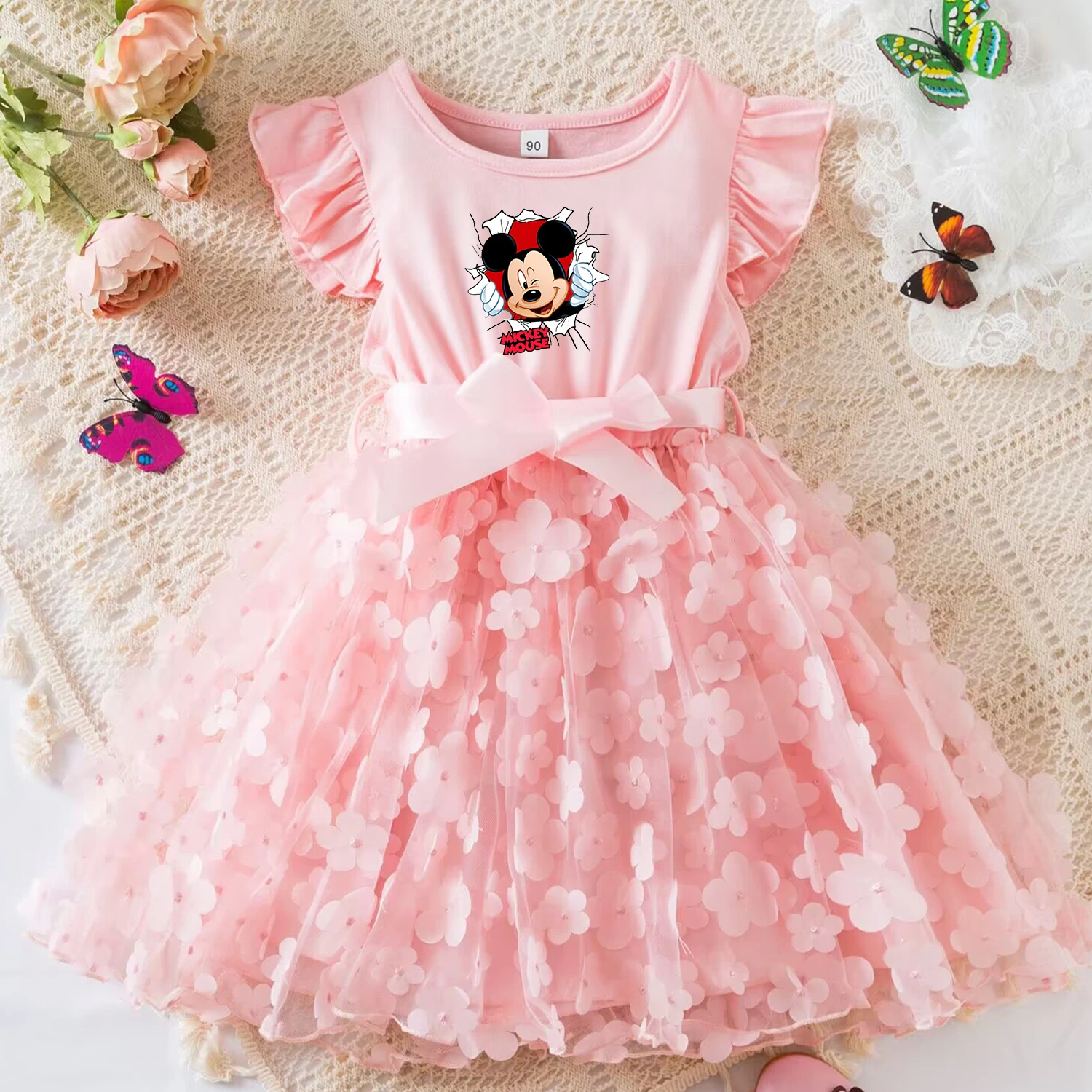 Mickey Minnie Maus Sommerkleid für Kinder Freizeit kleidung 3d Schmetterling niedlichen Baby Mädchen Prinzessin Kleid Party kleider 2-6 Jahre Image
