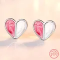 Boucles d'oreilles en forme de cœur en argent regardé 925 pur pour femmes bijoux fantaisie cadeau