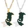 Collane con ciondolo mappa e bandiera del Pakistan e colore argento/gioielli etnici Pakistani Color