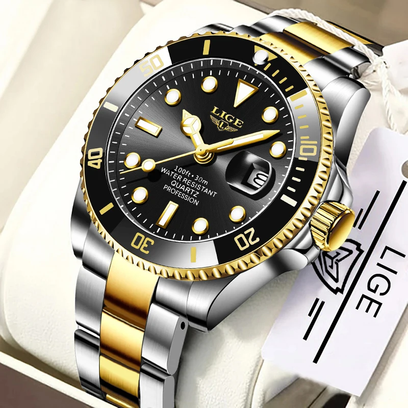 Reloj LIGE Top Brand Luxury Fashion Diver Orologio da uomo Impermeabile Data Orologio Orologi sportivi Orologio da polso al quarzo da uomo Relogio Masculino
