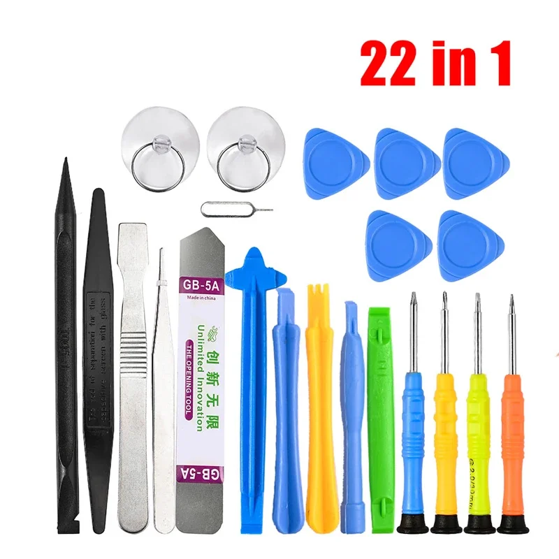 Kit d'outils de réparation de téléphone portable 22 en 1, jeu de tournevis d'ouverture pour iPhone, Smartphone, ordinateur, PC, appareil photo, démonter, ensemble d'outils à main