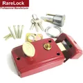 Rarelock A-Serrure de porte rouge vintage avec 3 prédire pour porte de chambre sécurité à