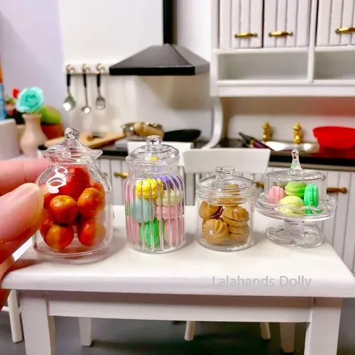 1:12 puppenhaus Mini Cookies Dot Herz Cookie Glas Modell für Puppenhaus Möbel Dekoration Zubehör
