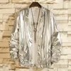 2024 neue Herren glänzende Jacke Gold und Silber helle Farbe Streetwear Kleidung Männer Hip Hop Pailletten Jacke und Mäntel