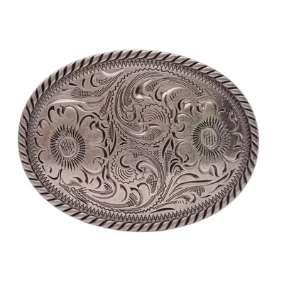 Robuste silberne riesige große westliche Blume Rodeo Ranger Seil Seite Cowboy Cowgirl Leder Handwerk Image