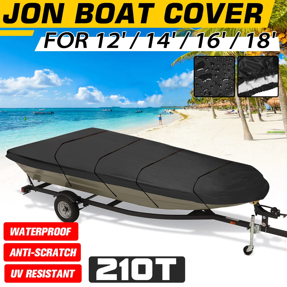 210D Jon Boot Abdeckung Winter Schnee Abdeckung 12Ft/14Ft/16Ft/18Ft Heavy Duty Marine Zubehör Wasserdichte Sonnenschirm staubdicht Abdeckung Image