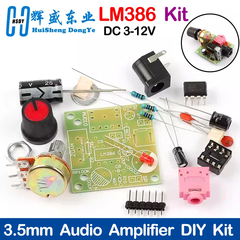 LM386 Mini Audio Verstärker DIY Kit 3,5mm 3V-12V Power Verstärker Suite Trousse Amplificador Modul bord Über TDA2030 Image