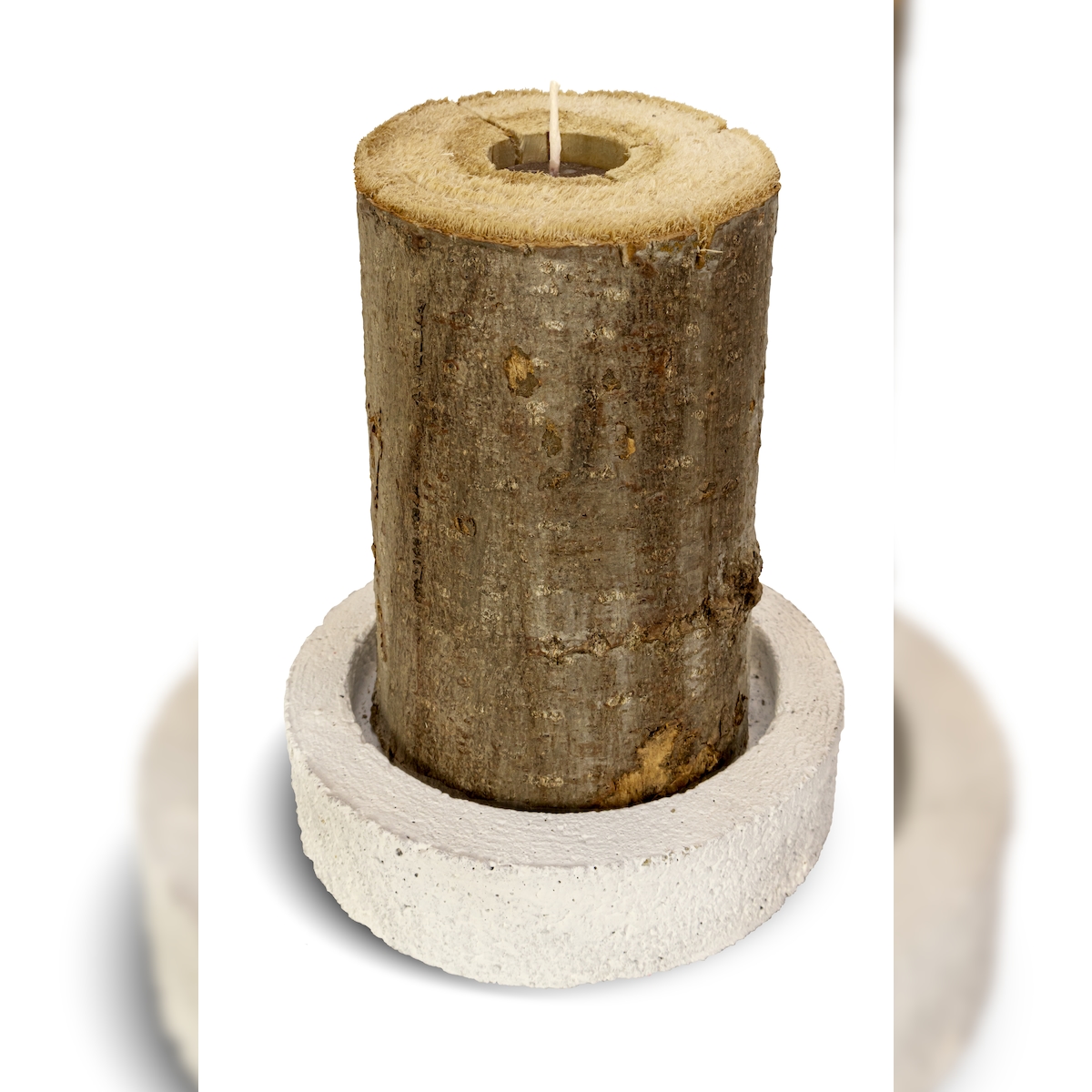 Wiedemann Kerzen Outdoor-Kerzen Baumstamm mit Einsatzkerze und Betonuntersetzer 180 x Ø 120 mm, 1 Stück Image