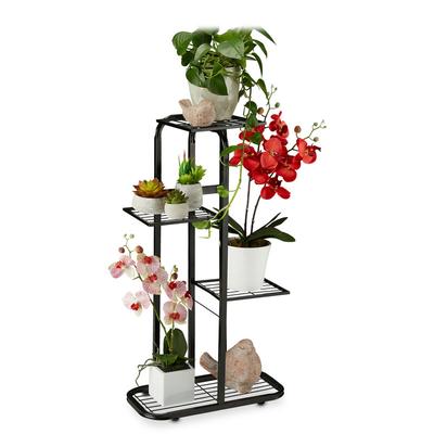 Relaxdays Blumentreppe Metall, 4-stufige Blumenetagere, draußen & drinnen, HBT 81 x 44 x 24,5 cm, Image