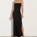 Enza Costa Italian Viscose Strappy Side Slit Maxi Dress - Black