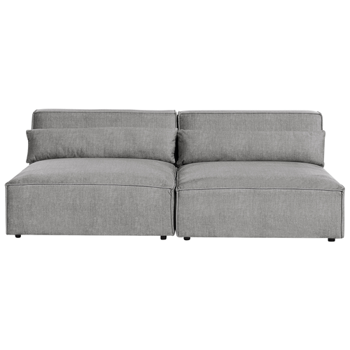 Modul 2-Sitzer Sofa Grau Stoffbezug ohne Armlehnen mit 2 Dekokissen Skandi Modern Modulsofa Polstersofa Couch Wohnzimmer Ausstatttung