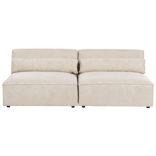 Modul 2-Sitzer Sofa Hellbeige Samtbezug ohne Armlehnen mit 2 Dekokissen Skandi Modern Modulsofa Polstersofa Couch Wohnzimmer Ausstatttung