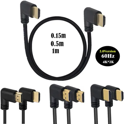 HDTV2.0 4K 3D Dual HDMI-compatible 90 Degree Left Angled HDTV Male To Right Angled HD Male HDTV
