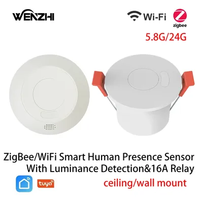 ZigBee/Wifi 5.8/24G MmWave Radar Human Presence Motion Sensor With 16A Relay Luminance Detection