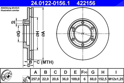 Ate Bremsscheibe [Hersteller-Nr. 24.0122-0156.1] für Vauxhall, Isuzu, Opel