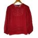 J. Crew Tops | J Crew Ruby Red Embroidered Eyelet Paisley Print Long Sleeve Blouse Sz M Women's | Color: Red | Size: M