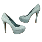 Jessica Simpson Shoes | Jessica Simpson Shoes Womens 8.5 Light Blue Suede Platform Chunky Closed Heels | Color: Blue | Size: 8.5