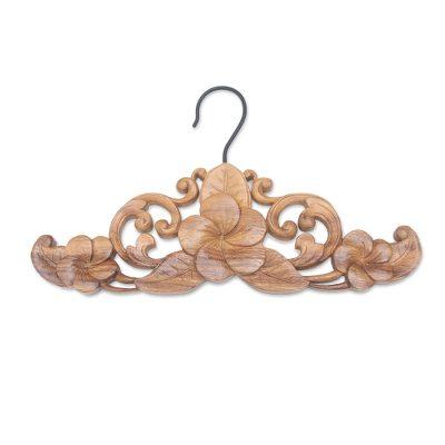 Jepun Charm,'Hand Carved Wood Floral Hanger from Bali'