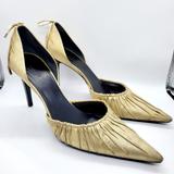 Gucci Shoes | Gucci D'orsay Metallic Gold Pumps Suede Bow Accents Women's Size 9b | Color: Gold | Size: 9