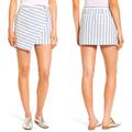 Rebecca Minkoff Skirts | Like New Rebecca Minkoff Gigi Linen Blue White Stripe Faux Wrap Mini Skirt | Color: Blue/White | Size: Xxs