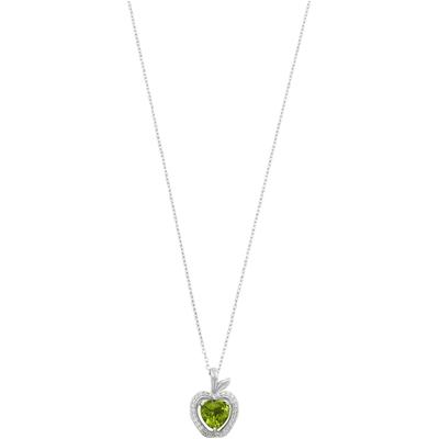 Kette mit Anhänger FIRETTI "Schmuck Geschenk Silber 925 Halsschmuck Halskette Apfel Herz", grün (silberfarben, hellgrün, kristallweiß), Halsketten, Damen, Silber 925 (Sterlingsilber), L: 45cm B: 1,1mm, mit Peridot, Zirkonia (synth.), B:1,1mm Image