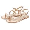 Sandale LASCANA "Sommerschuh", Damen, Gr. 38, gold (goldfarben), Obermaterial: 100% Ziegenleder. Futter: 100% Ziegenleder. Decksohle: 100% Ziegenleder. Laufsohle: 100% Synthetik, metallic, unifarben, feminin, Schuhe, Sandalette, Sommerschuh aus...