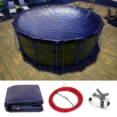 ColourTreeUSA Premium Round Winter Pool Cover Above Ground with 4 ft. Overlap - 140 GSM