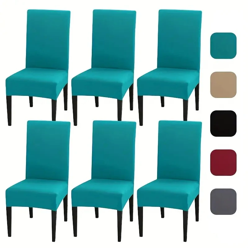 4pcs/6pcs vier Jahreszeiten einfarbige elastische Stuhl hussen für Zuhause, Hotel und Restaurant Image