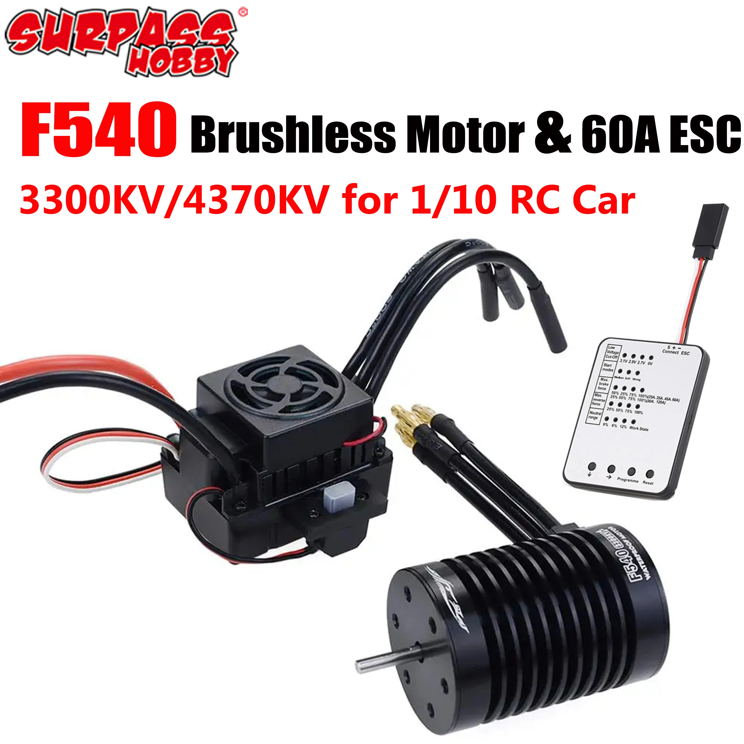 Übertreffen hobby f540 3300kv 4370kv wasserdichter bürstenloser motor mit 60a esc combo für 1/10 rc auto traxxas offroad wltoys