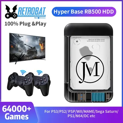 Disque dur externe Portable 500 go pour système Retrobat Plug & Play 64000 jeux inclus Compatible