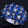 Fesselnde Blau Zirkonia Weiß CZ 925 Sterling Silber Ring Für Frauen V0498