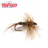 Wifreo 10PCS #8 Brown Hackle Golden constellherl Peacock ninfa Spinner Baetis Fly Bait Trout Fly