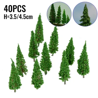40pc 1:100 Modell Bäume H 4,5 CM 3,5 CM Für Zug Eisenbahn Diorama Wargame Park Landschaft Landschaft Image