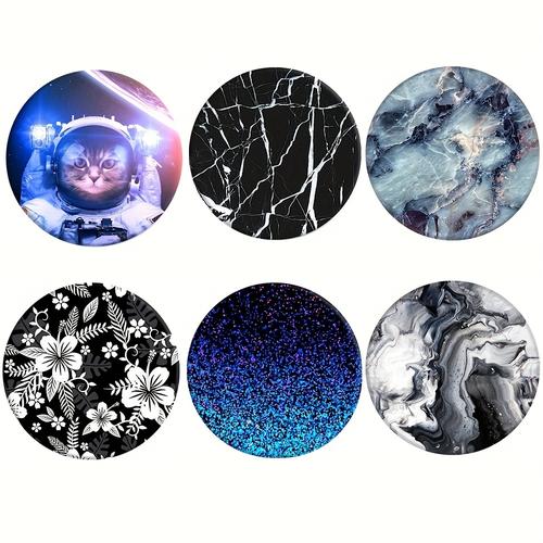 6-pack Collapsible Cell Phone Stand - Meow Star Man Marble Marble Pattern - Pop Phones Socket - Meow Star Man Marble Marble Pattern Particle Ink Texture