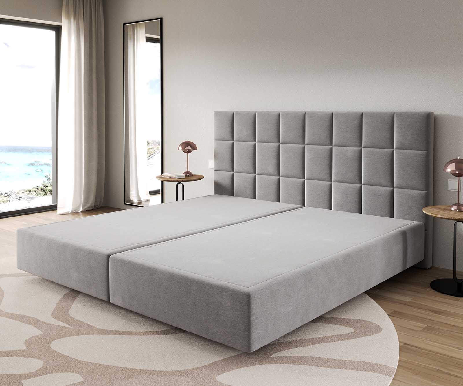 DELIFE Boxspringgestell Dream-Fine Mikrofaser Grau 200x200 cm, Boxspringbetten Image