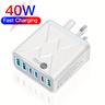 40w Pd Fast Charging Phone Charger 6 Ports Usb C Charger Mobile Phone Charger Adapter Portable Usb Type-c Usb Charger For For