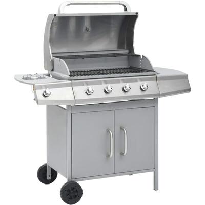 Longziming - Gasgrill 4+1 Flammen Silbern Edelstahl vidaXL Image