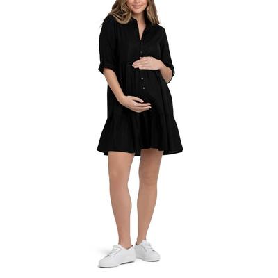 Adel Linen Blend Maternity/nursing Dress